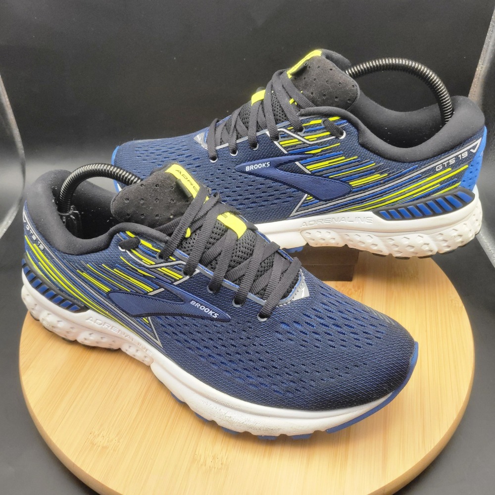 Brooks Adrenaline GTS 19 Mens Navy Blue Yellow Running Shoes 1102941D069 Size 9 - Picture 4 of 11